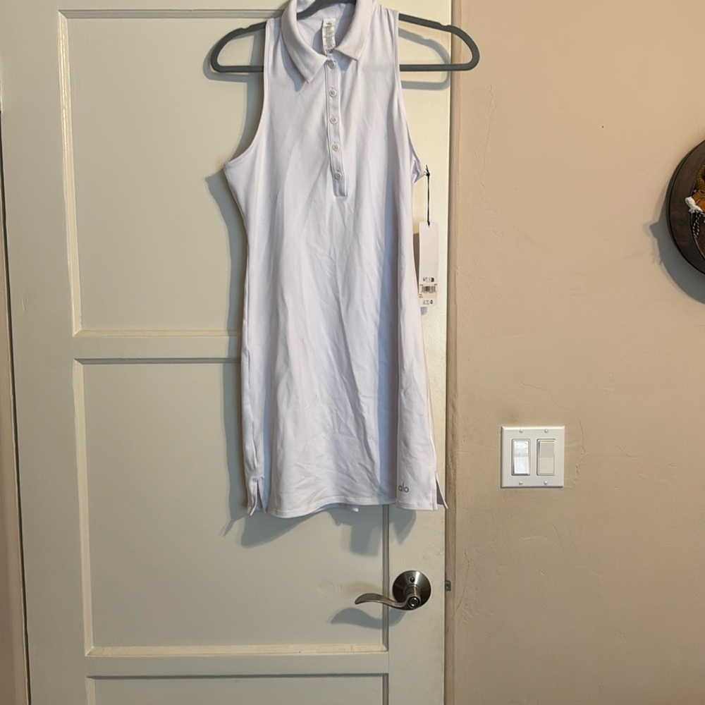 ALO Yoga White Sleeveless Polo Dress - Picture 2 of 7